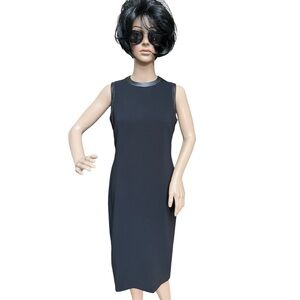 Ralph Lauren Leather Trim Elegant Black Sleeveless Dress, NWOT, 4